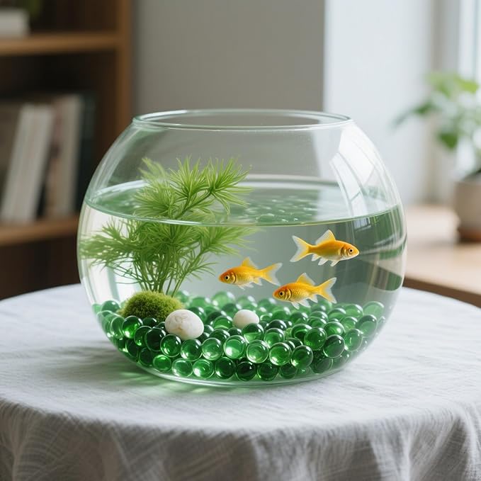 0.96LB Glass Beads Vase Filler Aquarium Gravel Decor Flat Glass Marbles Gems Pebbles Fish Tank Rocks Home Decorative Art Craft - Green