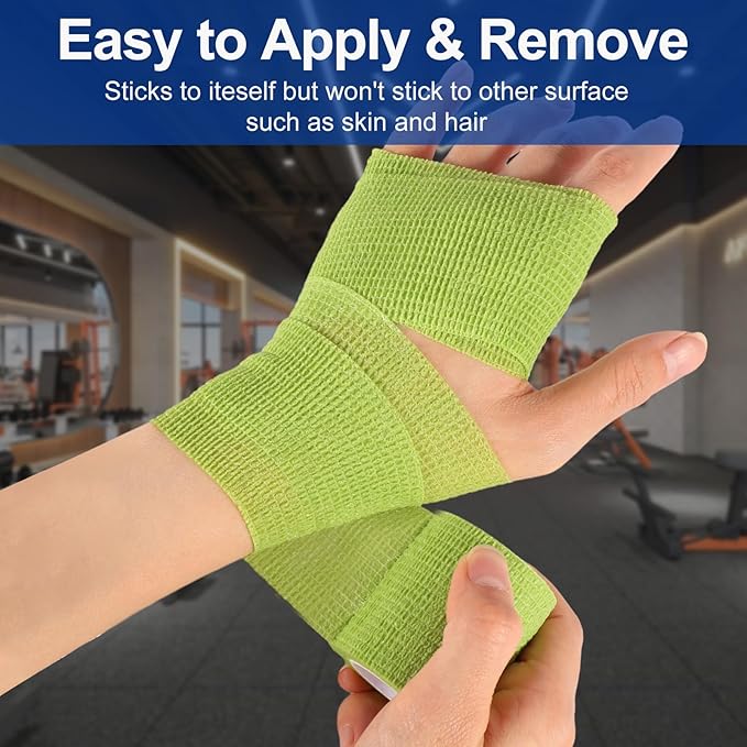LDIWEE 24 Pack Self Adhesive Bandage Wrap 2 Inch, Vet Wrap for Dogs & Horses, Elastic Cohesive Tape for Athletic Sports, First Aid Medical, Ankle Sprains, Wrist Support
