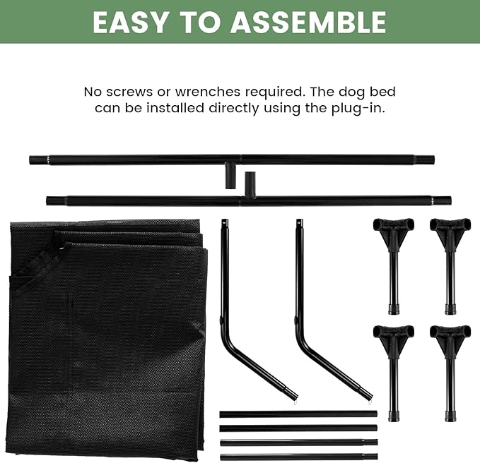 Elevated Dog Bed for Outdoor, XXL Raised Dog Cot Indestructible with Washable Mesh, Cooling Summer Pet Cot Chew Proof for Outside Camping Travel, 59"x36" Black