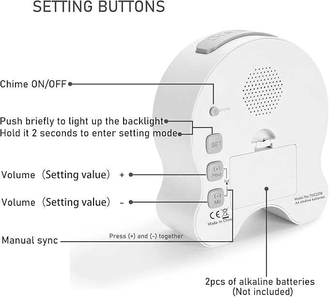 Atomic Talking Clock Clear Voice Time and Date with Snooze and Light, Clocks for Seniors 5 Sets of Separate Alarms Non Ticking Volume Control(All Black)