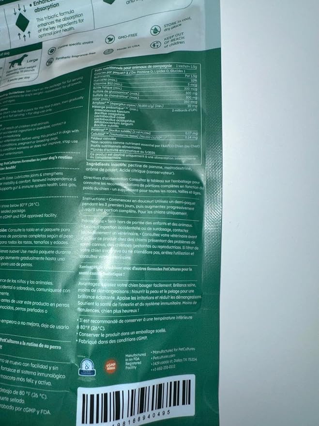 Hip and Joint Synbiotic Formula - 600mg Glucosamine, Chondroitin, MSM, and Probiotics in 30 Packs