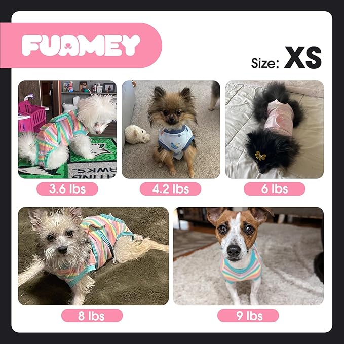FUAMEY Recovery Suit for Dogs After Surgery,Soft Breathable Dog Bodysuit E-Collar & Cone Alternative Surgical Suit,Male Female Dog Neuter Spay Suits Anti Licking Wounds Onesie Mint Green Stripes XS
