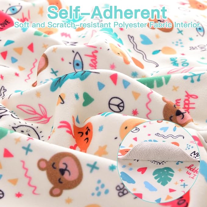 17.7" Cat Grooming Wrap, Cat Wrap for Cutting Nails, Self-Adherent Fabric Wrap for Cats, Cat Burrito Wrap Anti-Scratch, Anti-Escape, Multifunctional Swaddle Wrap Pet Tool (Green Kitten, Medium)