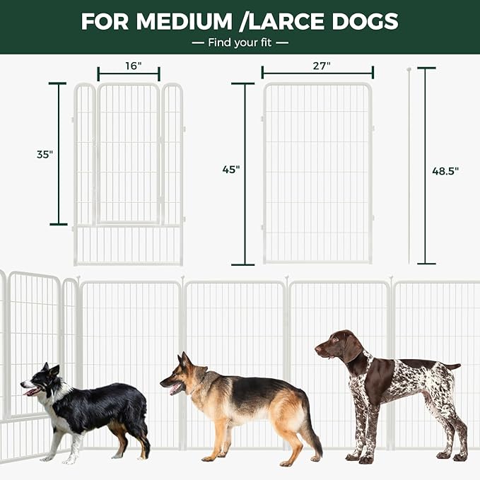 FXW Rollick Unleashed Dog Playpen for Indoor, Yard, RV Camping, 45 inch 8 Panels for Large Dogs, White│Patented