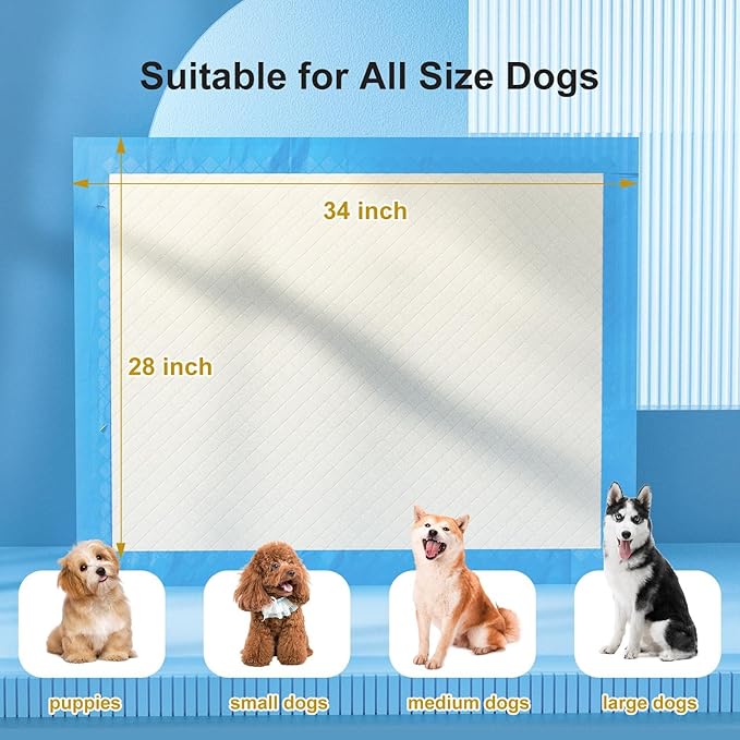 Gardner Pet Ultra Absorbent Thicker Dog Pee Pads Extra Large XL 28"x34" Leak-Proof Odor-Control Blue Puppy Training Pads Full Edge-Wrapping Pad for Dogs Dogs, Puppies, Doggie, Cats, Rabbits - 18 Ct