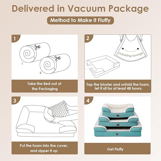 EHEYCIGA Orthopedic XL Dog Beds, Waterproof Memory Foam Dog Bed for Extra Large Dogs, Non-Slip Bottom and Egg-Crate Foam Big Pet Couch Bed with Washable Removable Cover, Turquoise Blue