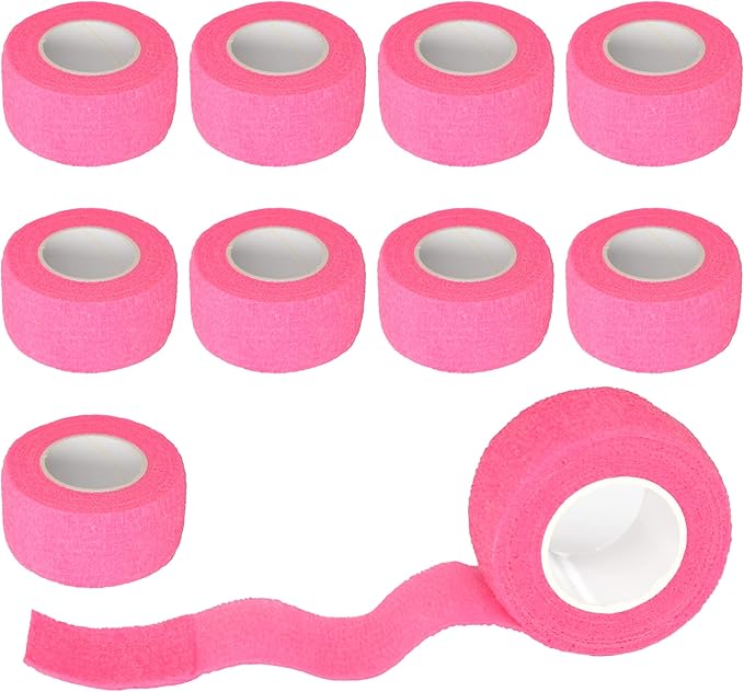 9 Pack 1" x 5 Yards Self Adhesive Bandage Wrap Self Stick Wrap for Ankle, Wrist, Finger, Sports, Breathable Cohesive Vet Tape for Pets (Pink)