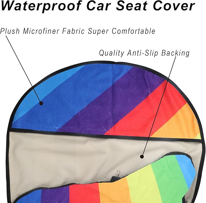 Car Seat Cover Protector Front Seats,for Gym Workout,Running,Swimming,Beach and Hiking,Waterproof Sweat Towel Bucket Seat Covers for Cars SUV Trucks (Rainbow, 2Pcs)