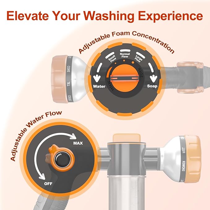 Dog Washing Hose Attachment, Pet Shower, Upgrade 8-in-1 Mode Dog Shower Attachment with 3.5oz 100cc Soap Dispenser, Replacement Hose Adapter for Pet Washing Irrigated Lawn Patio Car Cleaning