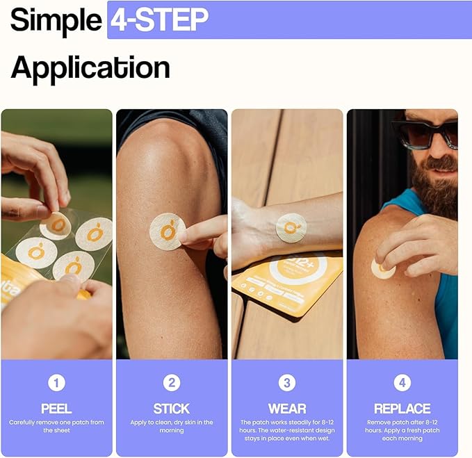 NAD+ Boost Patches | Anti-Aging and Wellness Support | 5x Stronger Formula | NMNH, Resveratrol, Hyaluronic Acid, Vitamin C, & Coq10 l Premium 8-Hour Time-Release Patch for Enhanced Absorption