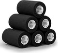 OK TAPE Self Adherent Cohesive Bandages Wrap - 6Packs, 4" x 5 Yards, Non-Woven Self Adhesive Bandage Wrap for Thumb, Finger, Wrist, Ankle, Vet Wrap Bandages Tape (Black)