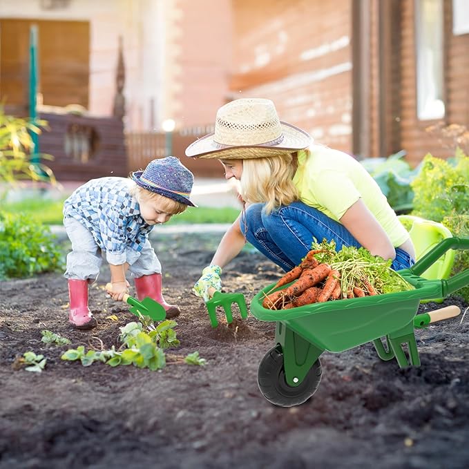 Kids Gardening Tools Outdoor Toys Set Backyard Play with Wheelbarrow Educational STEM Learning Pretend Toys Outdoor Indoor for Toddlers Kids Boys Girls