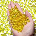 1 Lb (460 g) Yellow Sea Glass Stones Irregular Rainbow Glass Pebble Decorative Rock Quartz Tumbled Gemstone Chips for Aquarium Decoration/Vase Filler/Jewelry Making/Handwork Craft/Gems Display