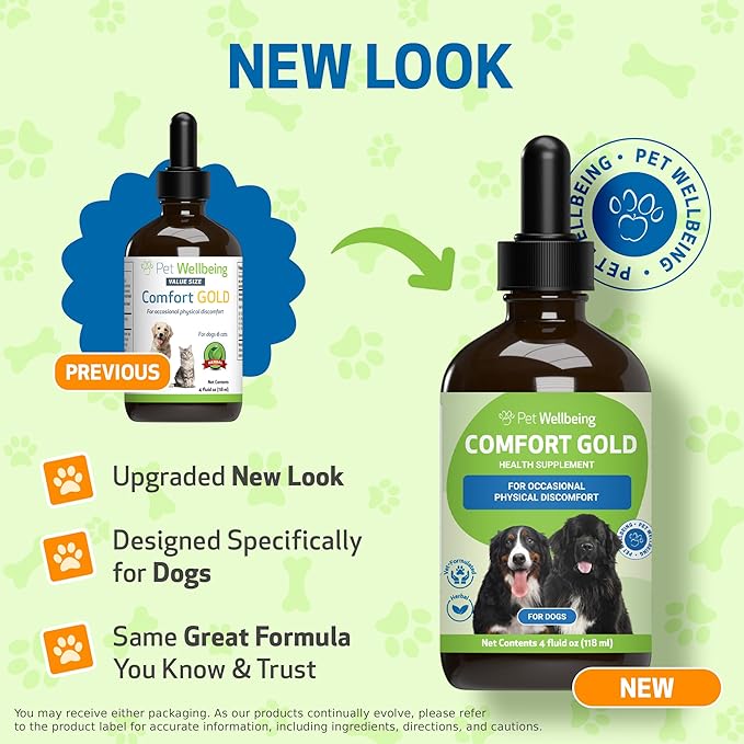 Pet Wellbeing Comfort Gold for Dogs - Supports Canine Physical Comfort, Healthy Circulation, Corydalis, Turmeric - Veterinarian-Formulated Herbal Supplement 4 oz (118 ml)