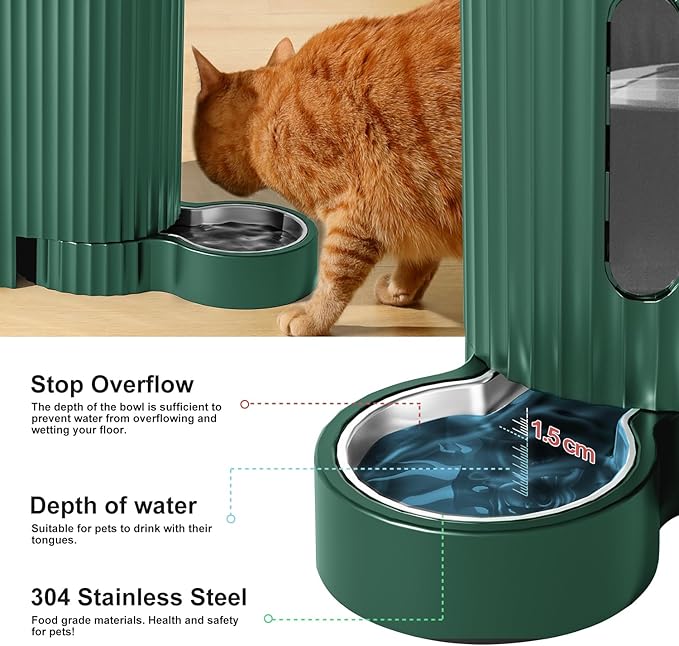 Gardner Pet Automatic Gravity Cat Food Feeder and Water Dispenser Stainless Steel Two-in-One Set Large Capacity Dispenser for Pets Dogs, Puppies, Kittens