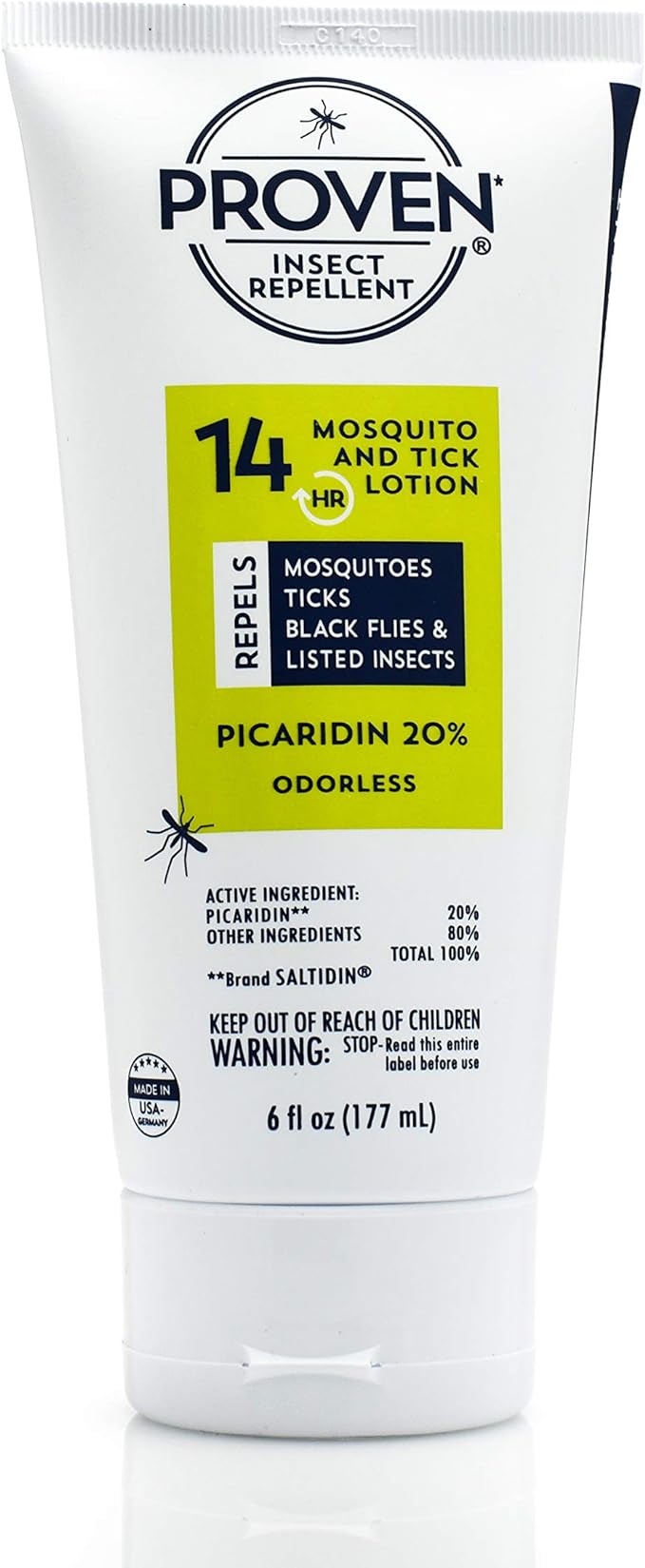 Proven Insect Repellent Lotion, Keep Mosquitoes, Ticks and Flies Off, DEET Alternative Repellent, Up to 14-Hour Protection, Great for Outdoor Camping and Hiking, 6 Ounce, Odorless Lotion