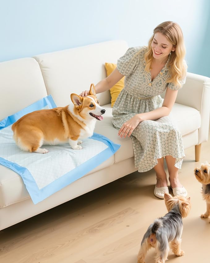 150-Pack Large Puppy Pads - 22'' x 22'' Pee Pads for Dogs Potty Training with Leak-Proof Quick-Dry Design, 6-Layer Dog Pads Large, Blue