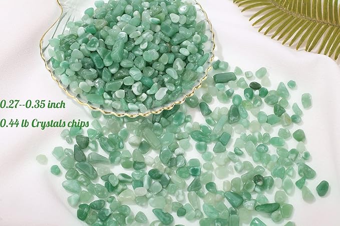 1lb Green Aventurine Aquarium Gravel Rocks Natural Tumbled Healing Crystal Chips Bulk Gemstones Crushed Stones for Fountain Vase Filler Planters Decorative Fish Tank Potted Reiki Energy Balancing