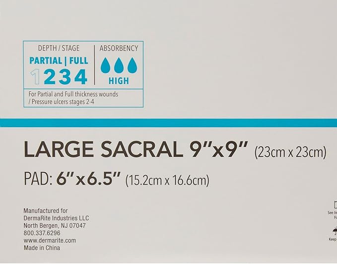 DermaRite ComfortFoam Border, Foam Wound Dressing - Flexible and Soft Silicone, Self Adhesive, No Natural Rubber Latex - 9 in. x 9 in., 1 Count, 5 Packs, 5 Total