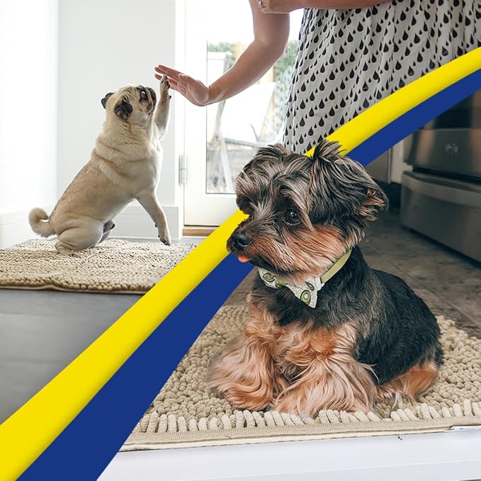 Muddy Mat® AS-SEEN-ON-TV Highly Absorbent Microfiber Door Mat and Pet Rug, Non Slip Thick Washable Area and Bath Mat Soft Chenille for Kitchen Bathroom Bedroom Indoor and Outdoor - Beige XXXL 72"X48"