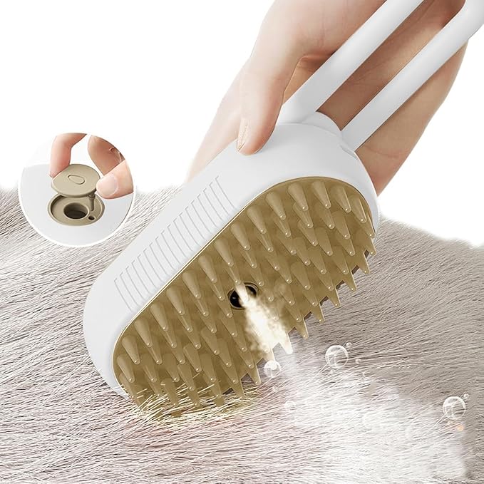 Generic Cat Steam Brush,Rechargeable with Handle,Self-Cleaning Grooming Tool,for Cats and Dogs,4 In1 Cat Steamy Brush, Multifunctional Hair Comb for Removing Tangled and Loose Hair (white)