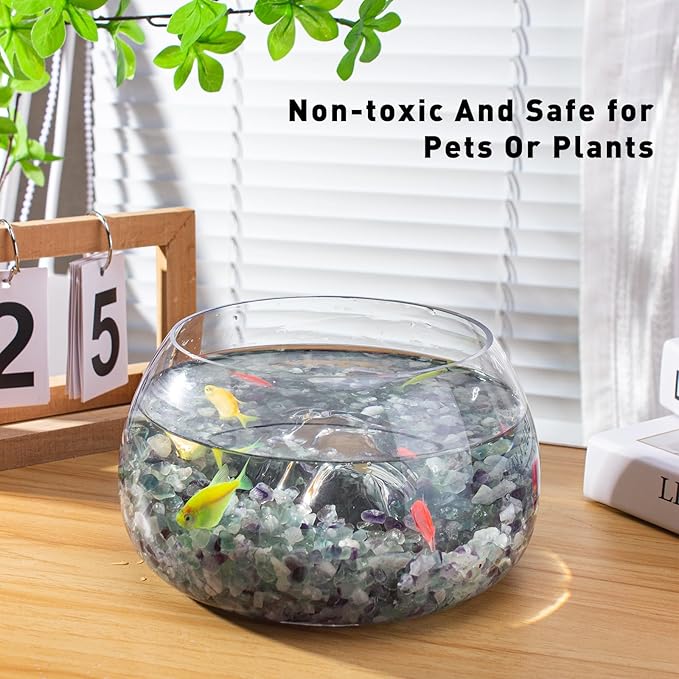 0.5 Lb/230g Fluorite Crystal Chips Stones Decorative Crystal Pebbles, Irregular Shaped Natural Quartz Stones Aquarium Gravel Rocks for Vases Filler, Garden and Fish Tank Decoration