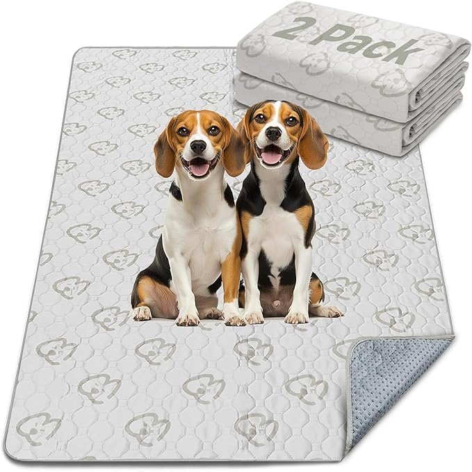 FXW Washable Pee Pads for Dogs, Puppy Pads with Super Absorbent, Specifically Designed for FXW Rollick/Homeplus 32/40/45inch 6 Panels Dog Playpen, 71" × 43" Rectangle, Khaki, 2 Packs