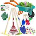 Kids Gardening Tools Outdoor Toys Set Backyard Play with Wheelbarrow Educational STEM Learning Pretend Toys Outdoor Indoor for Toddlers Kids Boys Girls