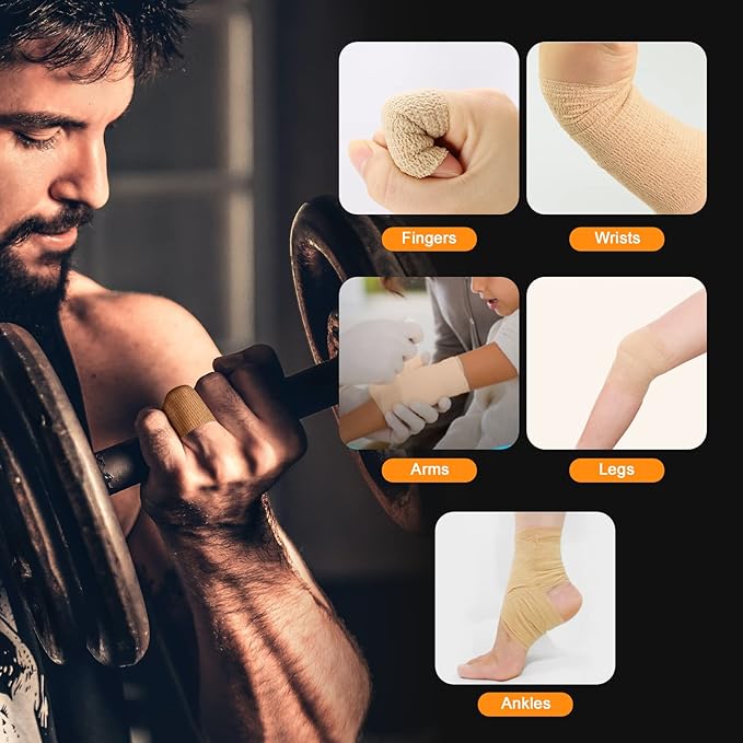 OK TAPE Self Adherent Cohesive Bandages Wrap - 12Packs, 2" x 5 Yards, Non-Woven Self Adhesive Bandage Wrap for Thumb, Finger, Wrist, Ankle, Vet Wrap Bandages Tape (Bright Pink)