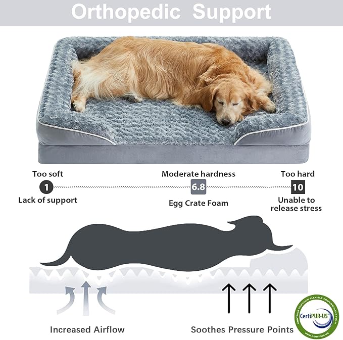 WNPETHOME Dog Beds for Large Sized Dogs, Washable Orthopedic Dog Couch Sofa Bed with Waterproof Lining & Non-Skid Bottom for Pet Sleeping