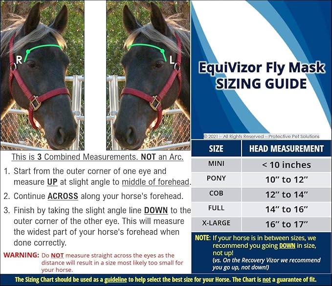 EquiVizor 95% UV Eye Protection (Full) Standard Horse Fly Mask - Help with Uveitis, Corneal Ulcer, Light Sensitivity. Designed to Stay On Your Horse, Off The Ground.
