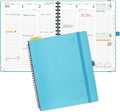 POPRUN Planner 2025-2026 (Large - 8.5'' x 10.5'') Academic Weekly Calendar (July 2025 - June 2026) with Hourly Time Slots, Monthly Tabs, 100GSM Thick Papers, Spiral Leather Cover - Blue Green