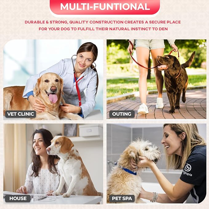 FDW Dog Crate for Large Dogs 48 Inch Folding Metal WirePet Cage Double Door W/Divider Panel Indoor Outdoor Kennel Leak-Proof Plastic Tray,Pink