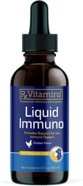 Rx Vitamins Liquid Immuno - with L-Lysine for Cats and Dog Health - Reishi Mushroom Supplement for Dogs & Cat Immune Support - Vitamins for Dogs and Dog Eye Supplements with Lutein - Chicken (2oz)