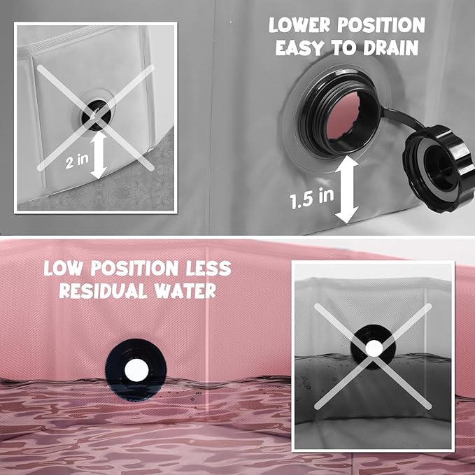 Furrybaby Dog Pool, Kiddie Pool Hard Plastic Foldable Dog Pools for Large Dogs Portable Pet Doggie Wading Swimming (Pink 47'') Indoor and Outdoor