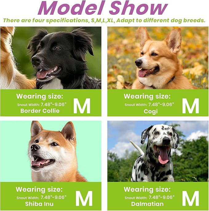 Glow-in-The-Dark Dog Muzzle, Basket Muzzle for Small Medium Large Dogs,Anti-Biting Chewing, Lightweight Cage Design,Allows Drinking & Panting,for Grooming & Training (Transparent Size M)