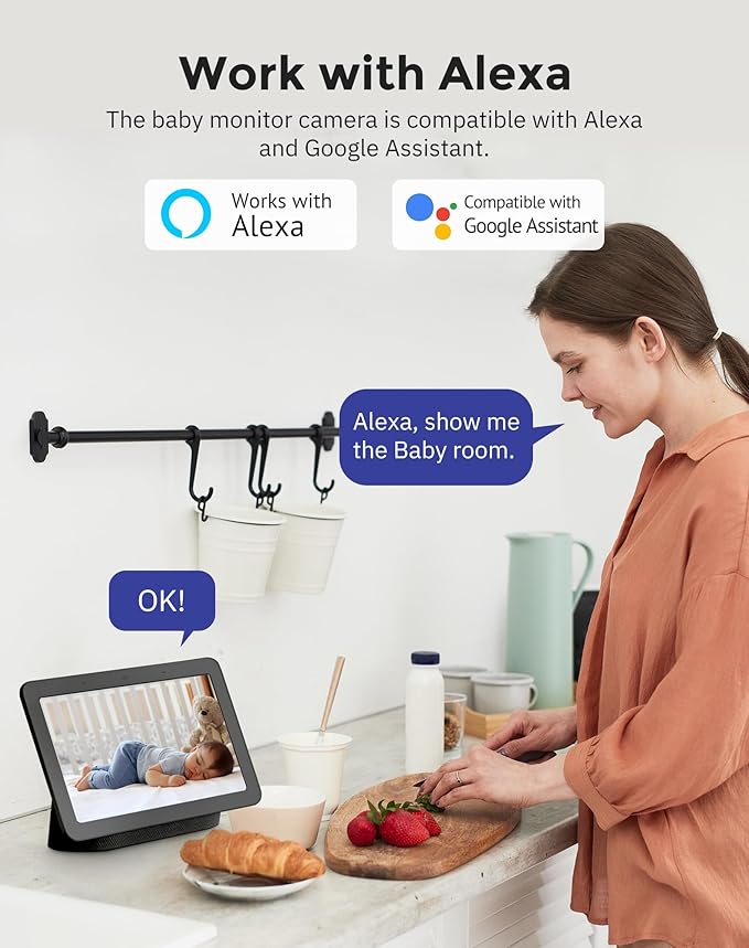 Hugolog 2K 3MP Indoor Pan/Tilt Security Camera with Auto-Focus,Ideal for Baby Monitor/Pet Camera/Home Security,Starlight Color Night Vision,Human/Pet AI,US Cloud,Compatible with Alexa