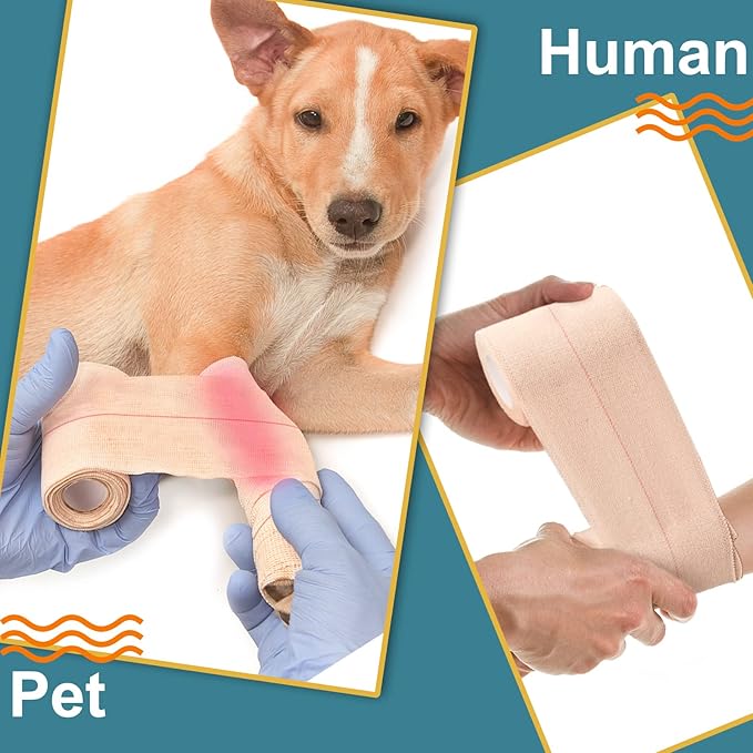 4 Rolls Elastic Tape Adhesive Elastic Tape Self Adhesive Bandage Wrap Flexible Stretch Bandages for Sports Ankle, Knee and Wrist Sprains Animal Pets, 5 Yard (3 Inch in Width)