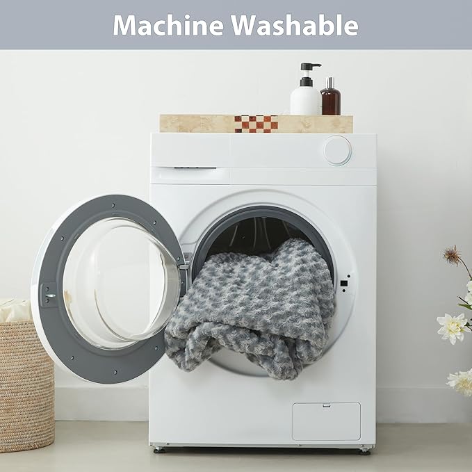 WNPETHOME Human Dog Beds for People Adults, Washable Faux Fur Nap Bed Adult Oval for People, Calming Human Size Giant Dog Bed Fits Pet Families with Storage Pocket Grey