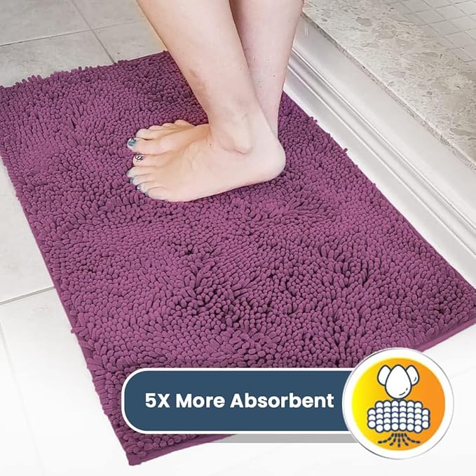 Muddy Mat® Original Dog Door Mat for Muddy Paws, Super Absorbent Microfiber, Non-Slip Washable Pet Rug, Quick Dry Chenille Entryway Carpet, Machine Washable Indoor Outdoor mat, Dark Purple 24"x60"