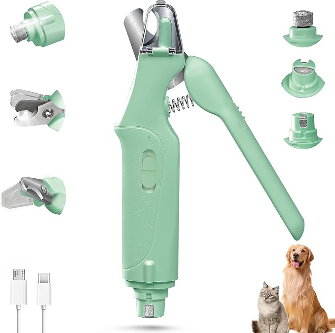 2 in 1 Dog Nail Clippers & Cat Nail Clippers Trimmers for Large Medium Small Dogs Cats Claw Trimmer Quick Sensor and Safety Guard USB Rechargeable with 2 LED Lights Dogs Nail Trimmer
