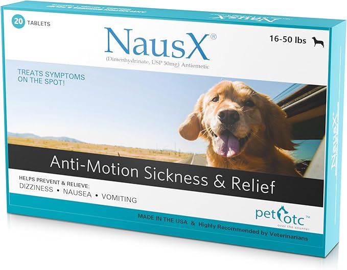 Anti-Motion Sickness and Nausea Relief for Medium Breed Dogs, Relief for Disorientation and Dizziness, 20 Tablets