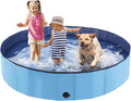 Foldable Dog Bath Swimming Pool Plastic Kiddie Pool Professional Tub Collapsible Grooming Bathtub for Pets Kids Baby and Toddler, 55 x 12 Inches Blue