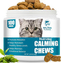 Cat Calming Treats - 100 Count Salmon Chews with Organic Chamomile & Ginger, Stress Relief Supplement for Separation Anxiety, Vet Visits & Thunderstorms (Salmon)