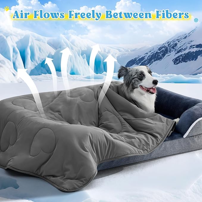 Cooling Blanket for Dogs, Lightweight & Durable Dog Cooling Mat, Q-MAX>0.45 Soft Breathable Pets Comforter for Couch, Bed & Car Essential - Dark Grey 40x50 Inches