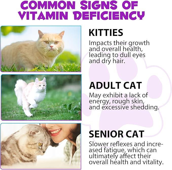 Cat Multivitamin, 15 in 1 Cat Vitamins Liquid Drops, Supports Immune Health, Promotes Joint, Skin and Coat Health, Cats Vitamin and Supplements with Glucosamine & Cranberry 2 fl oz