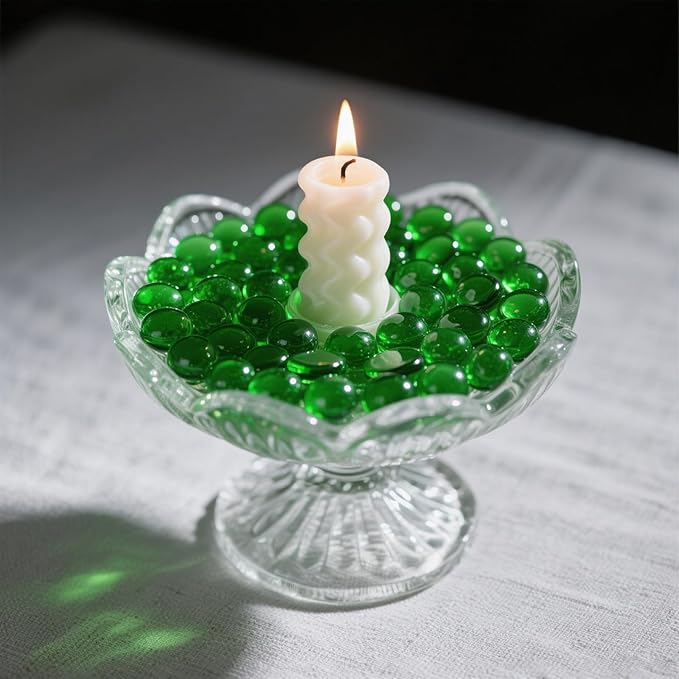 0.96LB Glass Beads Vase Filler Aquarium Gravel Decor Flat Glass Marbles Gems Pebbles Fish Tank Rocks Home Decorative Art Craft - Green