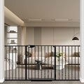 WAOWAO Triple Lock 49.21-66.54" Baby Gate Extra Wide Pressure Mounted Walk Through Swing Auto Close Safety Black Metal Dog Pet Puppy for Stairs,Doorways,Kitchen