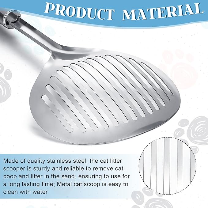 2 Pcs Cat Metal Litter Scoop Litter Scoop, Cat Accessories Scooper Stainless Steel Kitty Poop Sifting Cleaning for Litter Box, Metal Poop Sifter Pet Supplies