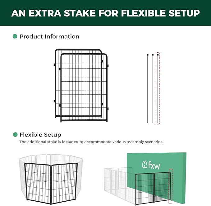 FXW Homeplus Unleashed Indoor Dog Playpen - Stress-Free and Safe Play, Heavy Duty 40 Inch 2 Wire Panels Dog Pen for Medium and Large Dogs, Black│Patented